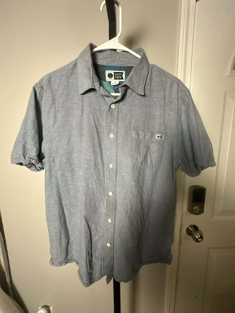 Salty Crew Mens Short Sleeve Woven Button-Down Shirt Blue#956